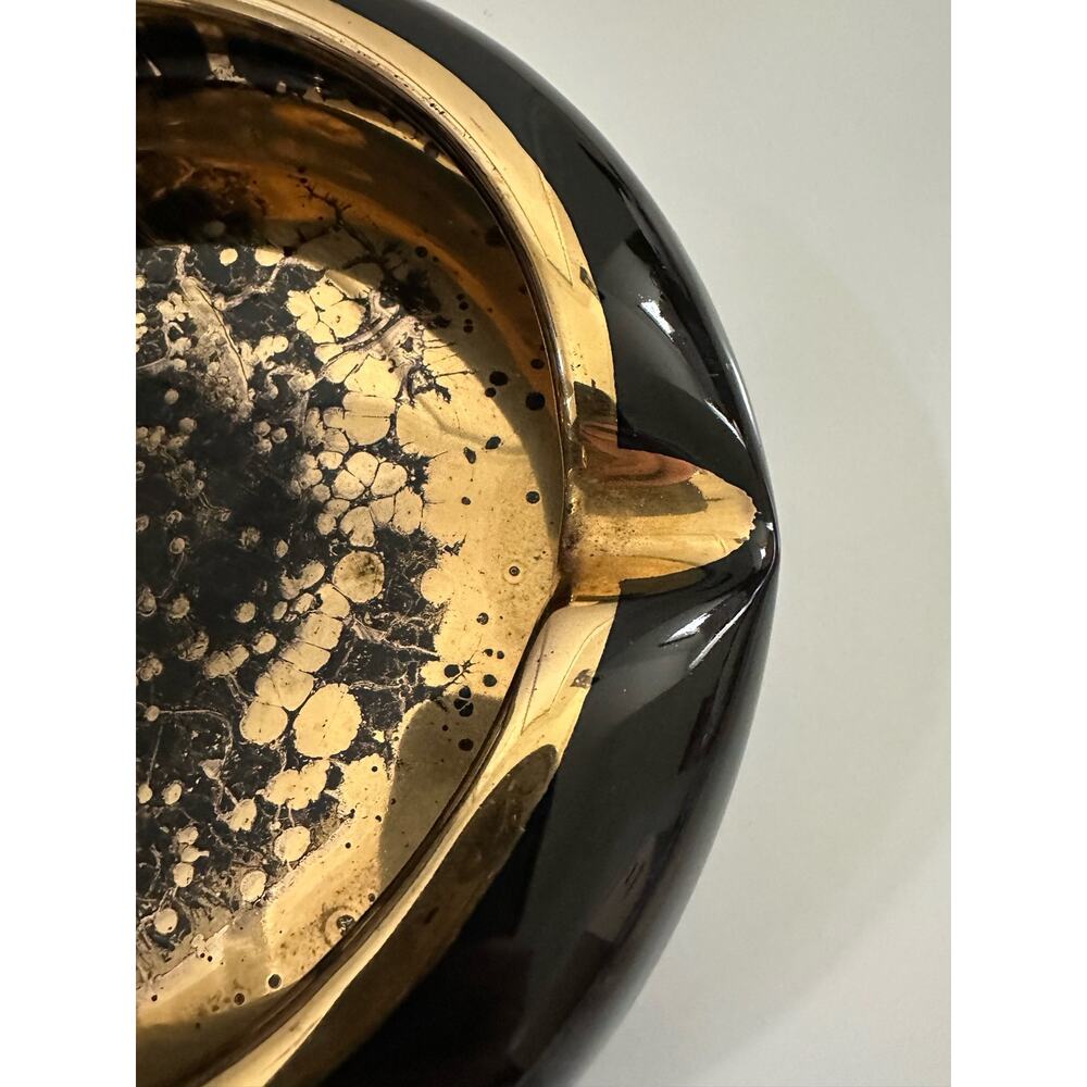 Vintage Retro Ashtray Black and Gold - Picture 8 of 11